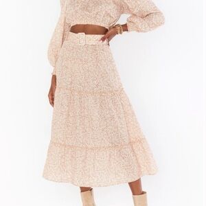 Show Me your Mumu Miley Tiered Belted Maxi Skirt Ditsy Daisy with Pockets Size M